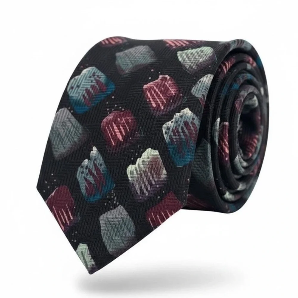 VTG Pcarlo Palazzi Paris Tie Geometric Pattern‎ Italian Silk Necktie Accessory